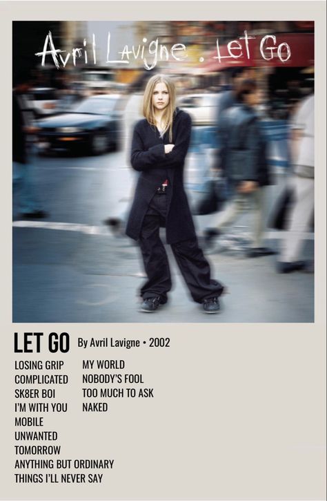 Avril Lavigne Songs, Minimalist Album Poster, Avril Lavigne Let Go, Music Poster Ideas, Cool Album Covers, Music Album Covers, Photo Wall Collage, Music Wall, Avril Lavigne