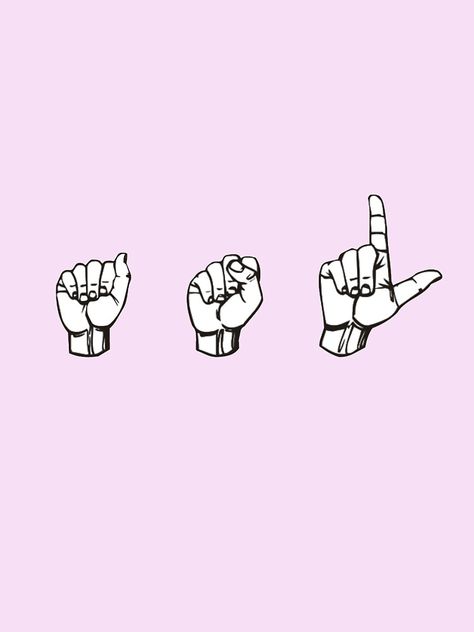 "ASL signs" Sticker by Jennaviveart | Redbubble Asl Vision Board, Asl Aesthetic, Sign Language Aesthetic, Asl Wallpaper, Oliver Tattoo, Notion Background, Asl Poster, Deaf Art, Sign Language Art