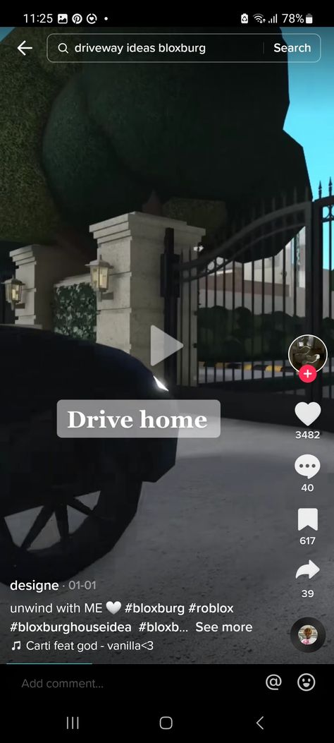 Bloxburg Mansion Driveway, Underground Garage Bloxburg, Bloxburg Gate Entrance Ideas, Bloxburg House On A Hill, House Number Decals Bloxburg, Bloxburg Driveway, Bloxburg Car, Bloxburg Driveway Ideas, Bloxburg Wedding