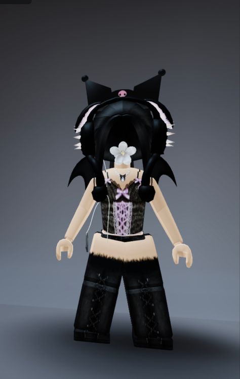 Fake Headless Tutorial, Cute Roblox Avatars Without Headless, Kuromi Roblox Avatars, Fake Headless Roblox Avatars, Kuromi Headband, Kuromi Accessories, Roblox Avatars Boy, Fake Headless, Black Ops Zombies