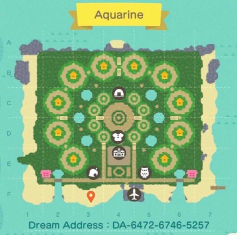 Acnh Home Layout Ideas, Island Layouts Animal Crossing, Acnh Map Layout Ideas, Animal Crossing Gyroid Garden, Pathways Ideas Walkways Animal Crossing, Acnh Culdesac Layout, Acnh Island Map Ideas, Island Ideas Animal Crossing Map, Custom Paths Animal Crossing