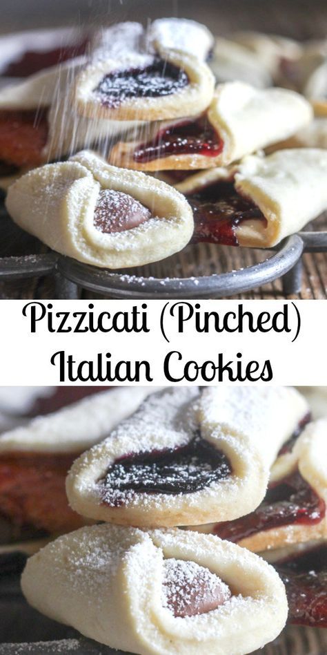 Jam Filled Sour Cream Cookies, Italian Pastries Desserts, Sicilian Christmas Cookies, Pizzicati Italian Cookies, Italian Desserts For A Crowd, Easy Italian Cookies, Pinch Cookies, Kolacky Cookies, Crunchy Cookies Recipe