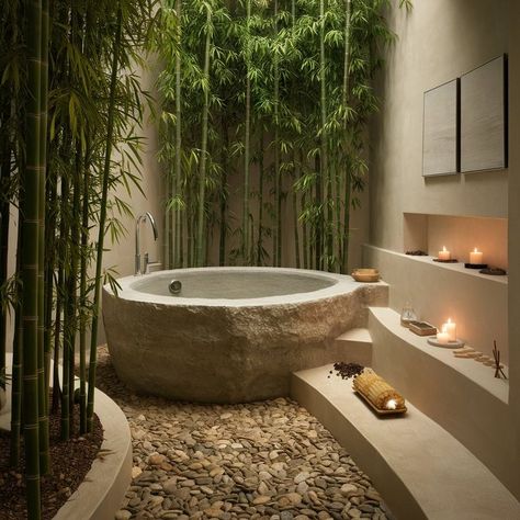 Discover the art of creating a serene and tranquil bathroom with our top Zen bathroom ideas. From natural elements to minimalist designs, find inspiration for your personal oasis. Indian Home Design Interiors, Zen Bathroom Ideas, Zen Bathrooms, Nature Inspired Bathroom, Japanese Style Bathroom, Tranquil Bathroom, Bathrooms Ideas, Spa Inspired Bathroom, Outdoor Bathroom Design