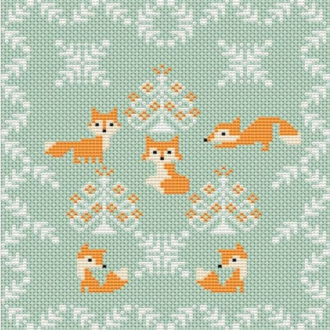 Dash Hound, Fox Cross Stitch Pattern, Fox Cross Stitch, Holiday Cross Stitch Patterns, Sampler Cross Stitch, Blackwork Embroidery, Winter Cross Stitch, Animal Cross Stitch Patterns, Phone Theme