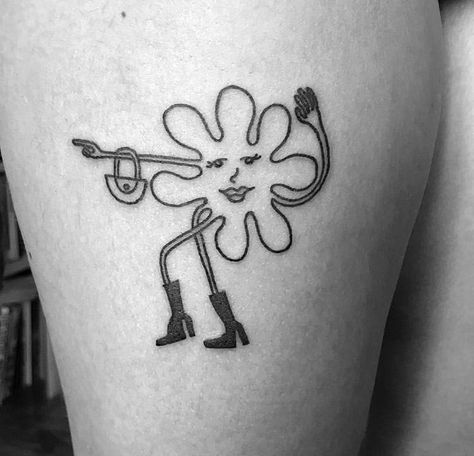 @daisydoestattoos Groovy Tattoo Ideas, Funky Tattoos, Handpoke Tattoo, Cute Tiny Tattoos, Poke Tattoo, Dainty Tattoos, Mia 3, Time Tattoos, Tattoo Flash Art