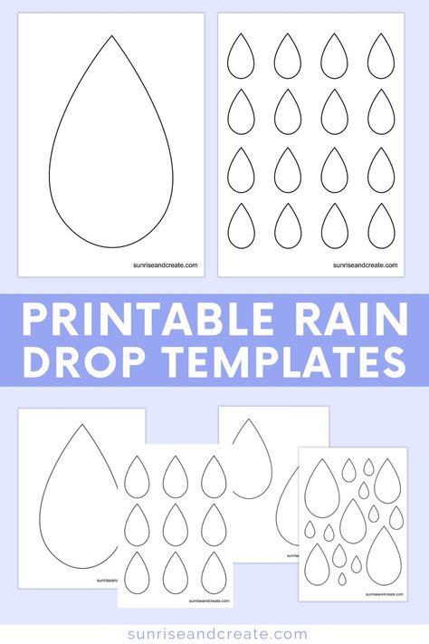 Rain Drop Template Free Printable, Rain Drop Template, Farm Animal Crafts, Rain Art, Free Printable Gift Tags, Custom Templates, Kids Diy, Gift Tags Printable, Templates Printable Free