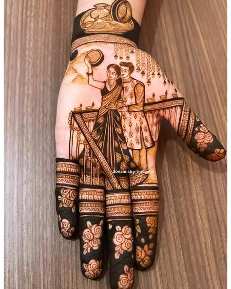 Mehendi Designs For Hands Karvachauth, Karvachoth Mehndi Designs, Karwachauth Special Mehndi Design, Karwachauth Mhendi Design, Karva Chauth Aesthetic, Mehandi For Karvachauth, Karwachauth Special Mehndi, Mehndi Designs For Karvachauth, Karwa Choth Mehndi