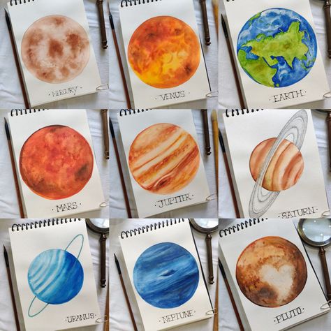 Solar System Painting Easy, Easy Planet Painting, Planet Drawing Art, Nasa Painting, Planet Painting Easy, Painting Solar System, Solar System Drawing, Planets Drawing, Solar System Painting