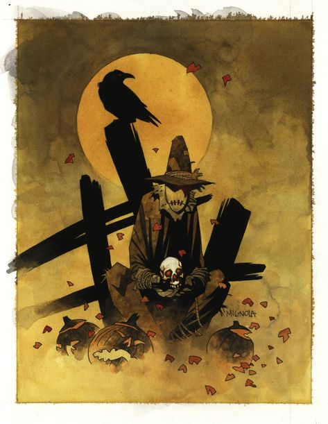 Mike Mignola Art, Scarecrow Batman, Rogues Gallery, Mike Mignola, Comic Villains, Bd Comics, Art Things, Dark Horse Comics, Batman Art