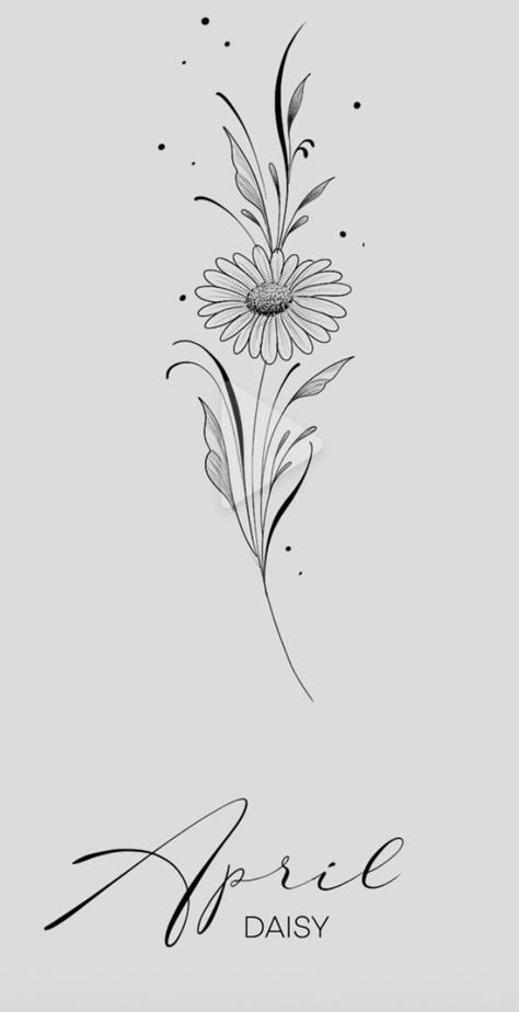 Birth Month Flowers Drawing, Daisy Daughter Tattoo, Daisy And Holly Tattoo, Taurus Floral Tattoo, Daisy Hip Tattoo, Daisy Back Tattoo, Small Shoulder Tattoos For Women Unique, Daisy Tattoo Designs Drawings, April Daisy Flower Tattoo