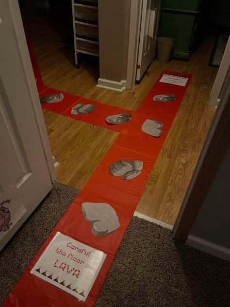 Elf On The Shelf The Floor Is Lava, Elf Floor Is Lava, Elf On The Shelf Floor Is Lava, The Floor Is Lava Birthday Party, Floor Is Lava Elf On Shelf, Floor Is Lava Birthday Party, Volcano Preschool, Volcano Birthday Party, The Floor Is Lava Game