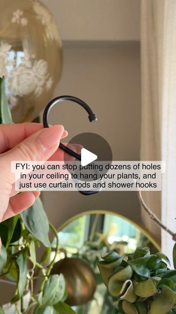 Curtain Rod Plant Hanger, Long Curtain Rods, Double Curtain Rod, Plants Diy, Dry Wall, Shower Hooks, Indoor Plant Care, Long Curtains, Dyi Projects