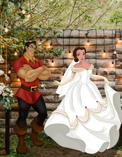 Gaston And Belle, Belle Drawing, Belle Wedding Dresses, Prince Adam, Disney Beauty And The Beast, In The End, A Drawing, Wedding Groom, The Beast