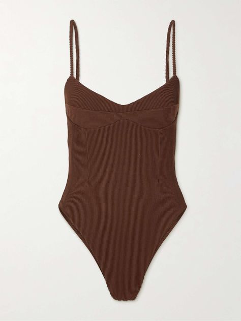 Monica ribbed swimsuit curated on LTK Brown Swimwear, Ribbed Swimsuit, Womens Tankini Swimwear, Brown Swimsuit, Chanel Loafers, Tankini Swimwear, Nikki Beach, London Style, Flat Dress Shoes