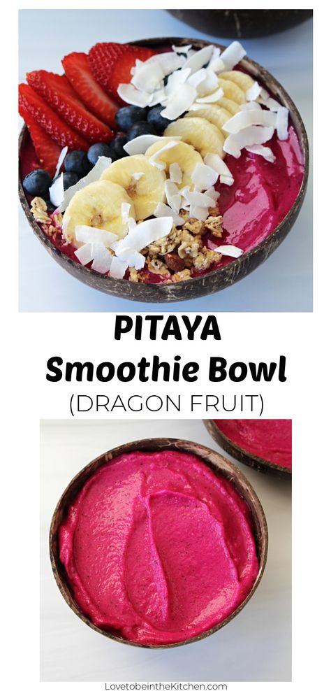 Dragon Fruit Bowl Recipes, Dragon Fruit Acai Bowl, Pitaya Bowl Recipe, Pink Smoothie Bowl, Smoothie Bowl Base, Dragon Fruit Bowl, Pitaya Smoothie Bowl, Dragonfruit Recipes, Dragon Fruit Smoothie Bowl