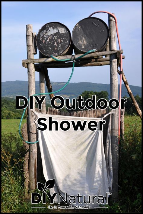 Outside Showers Diy, Diy Outdoor Shower Ideas Simple, Solar Shower Diy, Diy Outdoor Shower Ideas, Crock Pot Soap, Outdoor Solar Shower, Shower Build, Goat Shed, Outside Showers