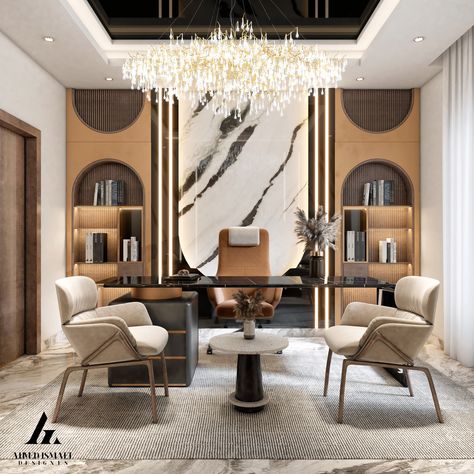 𝐋𝐔𝐗𝐔𝐑𝐘 𝐎𝐅𝐅𝐈𝐂𝐄 𝐃𝐄𝐒𝐈𝐆𝐍 on Behance Office Interior Design Luxury, Modern Office Design Inspiration, Luxury Office Interior, Office Cabin Design, Design Interior Modern, Office Design Inspiration, Office Table Design, Office Interior Design Modern, Modern Office Interiors