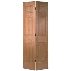 Masonite Classics Solid Core Oak Bi-Fold Closet Interior Door With Hardware (Common: 24-In X 80-In; Actual: 23.5-In X 79 Oak Bifold Doors, White Bifold Doors, Bifold Doors Makeover, Masonite Interior Doors, Knotty Alder Doors, Bifold Door Hardware, Tiny Pantry, Closet Interior, Interior Closet Doors