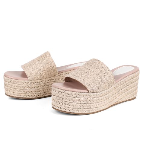 PRICES MAY VARY. Measurements of Platform Wedge Sandals:Heel Measures 5.08cm/2 inch,platform height 9.39 cm/3.7 inch Flatform Slides Slip on Jute Flat Platforms: Erocalli platform sandals jute material. The features of Casual Jute Comfortable Beach Sandals are chunky wedge heel,open toe toe ,slip on, platform flat heel and easy to wear Comfortable and Lightweight Flat Platforms:All day comfort: jute material gives away moisture, offers a comfortable next to skin, feel and provide cushioning to f Summer Outfits For Beach, Summer 2023 Style, Outfits For Beach, Designer Shoes Women, Amazon Shoes, Platform Espadrille Sandals, Summer Must Haves, Dressy Sandals, Pinterest Affiliate Marketing