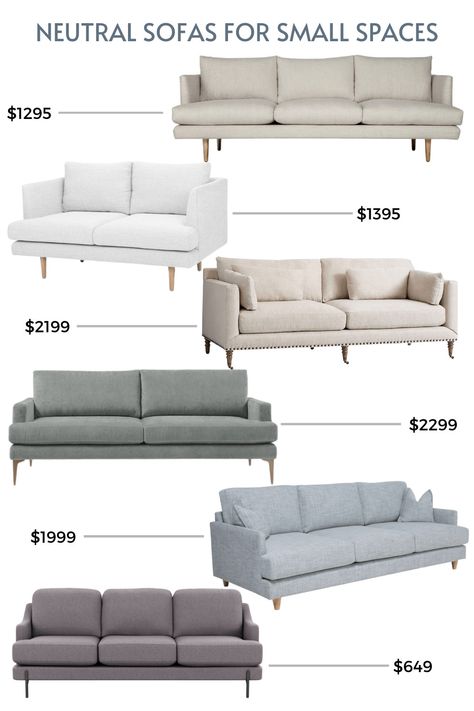 Best Sofas for Small Living Rooms: Expert Advice - TLC Interiors Small Apartment Sofa Ideas, Small Couch Ideas, Neutral Color Sofa, Neutral Sofas, Small Living Room Sofa, Scandinavian Sofa Design, Small Room Sofa, Latest Sofa, Small Apartment Sofa