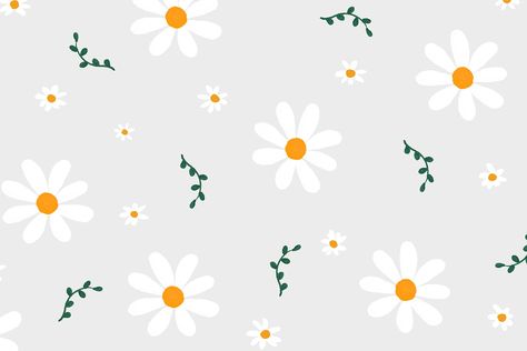 Daisy flowers patterned background vector cute hand drawn style | free image by rawpixel.com / Sasi Grey Desktop Wallpaper, Daisy Desktop Wallpaper, Daisy Flower Drawing, Daisy Background, Photoshop Shapes, Artsy Background, Background Cute, Patterned Background, Slide Background