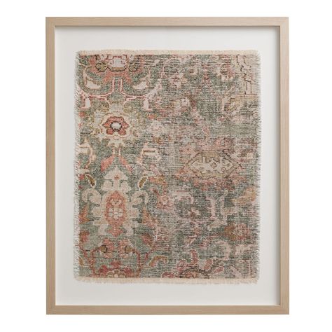 Vintage Rug Textile Framed Wall Decor - World Market Rust Wall Art, Rust Wall, Framed Textile, Green Wall Decor, Traditional Wall Art, Textile Wall Art, Rug Direct, Burke Decor, St Augustine