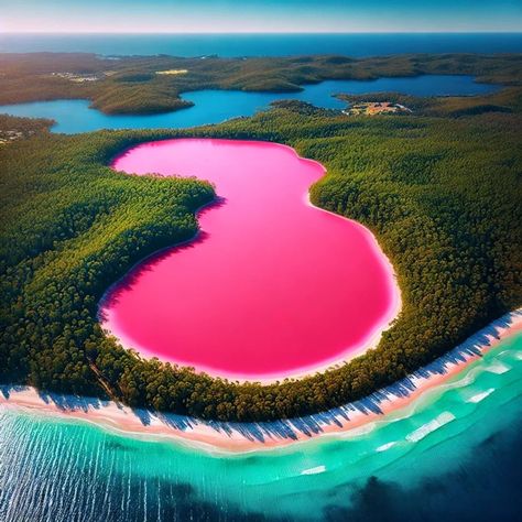 📍 Australia’s Pink Lake: Lake Hillier 🌸 Ever seen a pink lake? 😲 Lake Hillier in Australia is famous for its vibrant bubblegum pink color! 🌸 This unique hue comes from a special mix of algae and bacteria in the water. While it’s safe to swim in, its remote location means it’s a hidden gem that not many get to see up close. A true marvel of nature! 💖 📸: #lakehillier #australia #wanderlust #travelfacts #pinklake #naturewonders Lake Hillier Australia, Pink Lake Australia, Remote Location, Pink Lake, Travel Facts, Hidden Gem, Bubblegum Pink, Bubble Gum, Pink Color