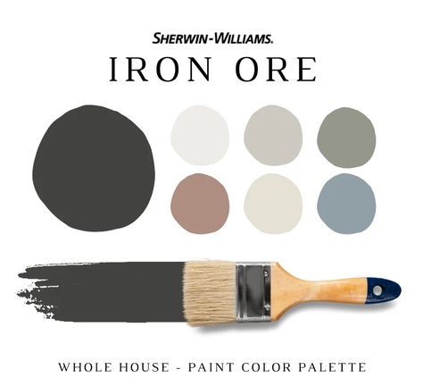 Iron Ore Color Palette Sherwin Williams Iron Ore - Etsy Paint Sheen Guide, Sage Color Palette, Material Color Palette, Sherwin Williams Color Palette, Color Combinations Paint, Sherwin Williams Colors, House Color Palettes, Green Paint Colors, Sherwin Williams Paint Colors