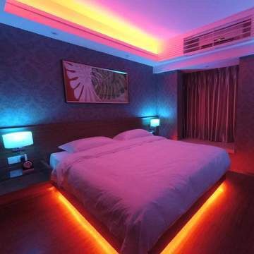 Room Ideas Led Lights, Neon Bedroom, Led Lighting Bedroom, Gift Bag Ideas, Bedroom Background, Neon Room, Lighting Bedroom, Bedroom Setup, Room Upgrade