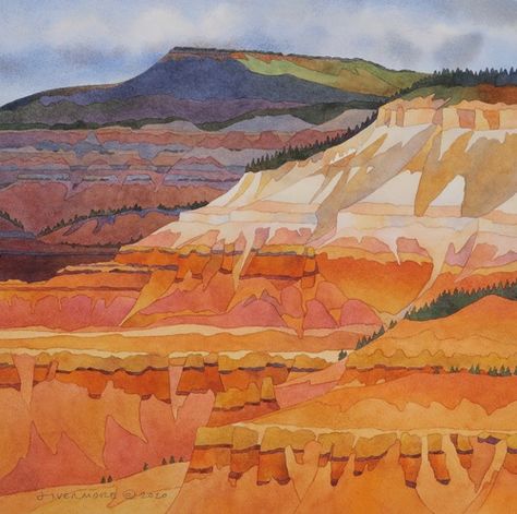 Cedar Breaks Saturation Watercolor Desert Landscape Paintings, Arizona Watercolor Paintings, Watercolor Arizona, Sedona Watercolor, Santa Fe Landscape Paintings, Mountain Inspiration, American Painters, Prints Photography, Authentic Art