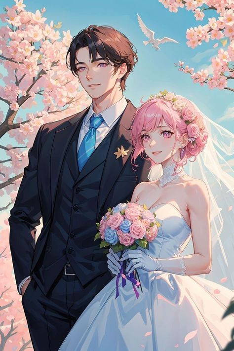 Wedding Anime Couple, Anime Wedding, Image Couple, Anime Cupples, Anime Mobile, Manga Drawing Tutorials, Romantic Anime Couples, Japon Illustration, Cute Couple Cartoon