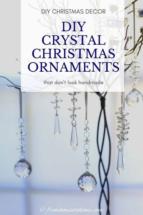 Crystal Ornaments Diy, Diy Icicle Ornaments, Christmas Tree Goals, Diy Christmas Tree Decorations, Crystal Christmas Ornaments, Glam Christmas Decor, Crystal Diy, Handmade Chandelier, Diy Christmas Tree Ornaments