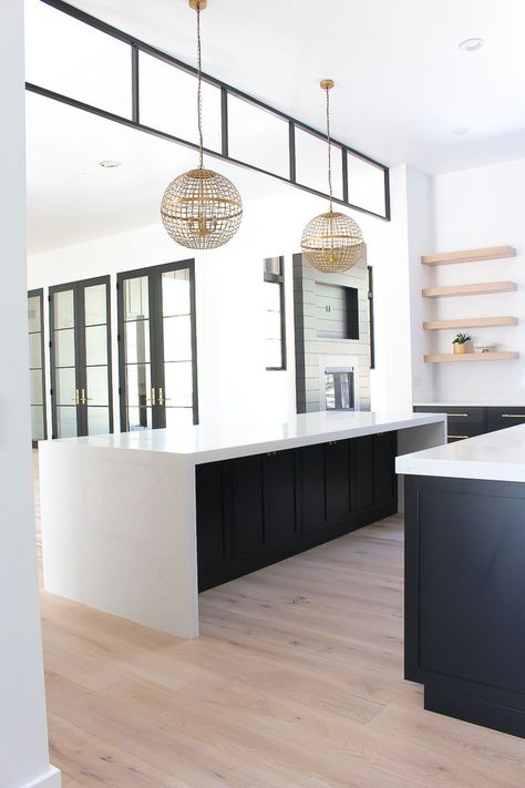 Kitchen With Black Cabinets, Ikea Black, White Oak Kitchen, Double Islands, Outdoor Kitchen Countertops, Kitchen Fridge, Pantry Cabinets, Black Kitchen Cabinets, Best Kitchen Designs