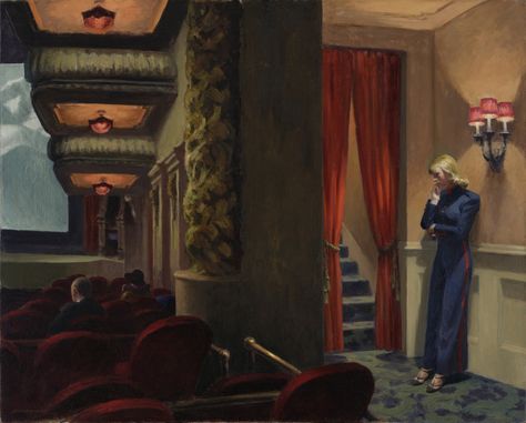 Edward Hopper - New York Movie Homer Winslow, Edward Hopper Paintings, Hopper Art, Vintage Movie Theater, New York Movie, Photo New York, American Realism, Woman Movie, Edward Hopper