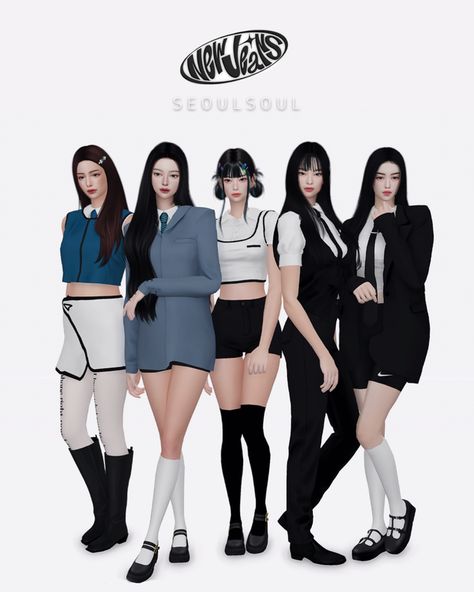 Newjeans Cookie | SEOULSOUL on Patreon Nwjns Cookie Outfits, Newjeans Cookie Outfit, Sims3 Cc Clothes, Cc Outfits Sims 4, Sims4 Cc Outfits, Sims 4 Cc Kpop Clothes, Sims 4 Patreon Clothes, Sims4 Cc House, Kpop Sims 4