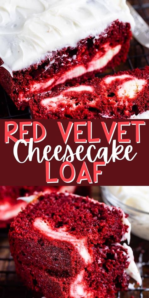 Easy Things To Bake Beginners, Red Velvet Loaf Cake Recipe, Cheesecake Bundt Cake Recipes, Moist Loaf Cake, Red Velvet Cake Loaf, Pink Red Velvet Cake, Red Velvet Bread, Red Velvet Cheesecake Pound Cake, Red Velvet Cheesecake Bundt Cake