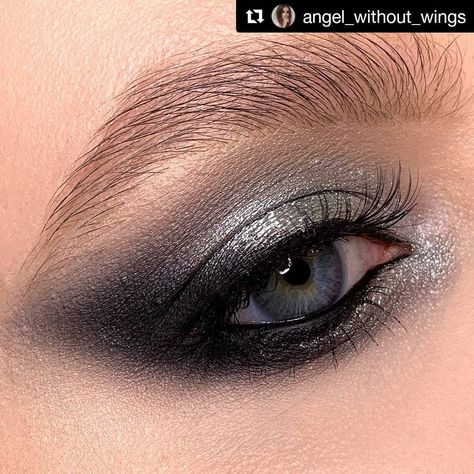 Black Tie Makeup, Black And Silver Eye Makeup, Dark Grey Eyes, Witchy Makeup, Grey Smokey Eye, Grey Eye Makeup, Silver Eye Makeup, Metallic Makeup, Grey Shades