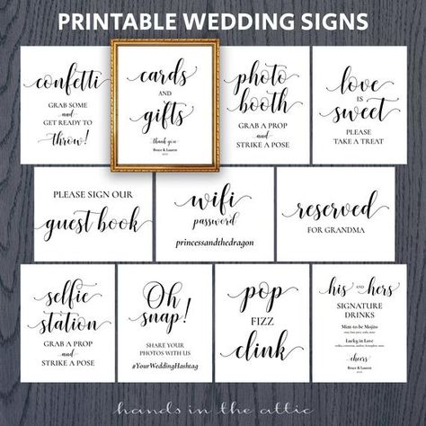 Wedding signs printable package set bundle, pack of 8x10 sign for wedding reception event diy, reserved, confetti, wifi, oh snap, DIGITAL Bride Sign, Diy Wedding Reception, Wedding Signs Diy, Wedding Reception Food, Printable Wedding Sign, Reception Inspiration, Wedding Countdown, Diy Event, Reception Decor