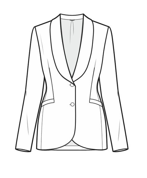 Blazer Fashion Sketch, Blazer Technical Drawing Woman, Blazer Flat Drawing, Blazer Technical Drawing, Blazer Flat Sketch, Blazer Fashion Illustration, Blazer Drawing, Blazer Sketch, Blazer Illustration