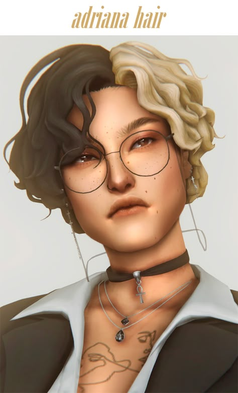 Sims 4 Cc Makeup Aesthetic, Sims 4 Cc Maxis Match Accessories Male, Sims 4 Split Dye Hair, Sims 4 Curly Hair, Cozy Gamer, Sims 4 Hair Male, Mod Hair, Cc Hair, Pelo Sims