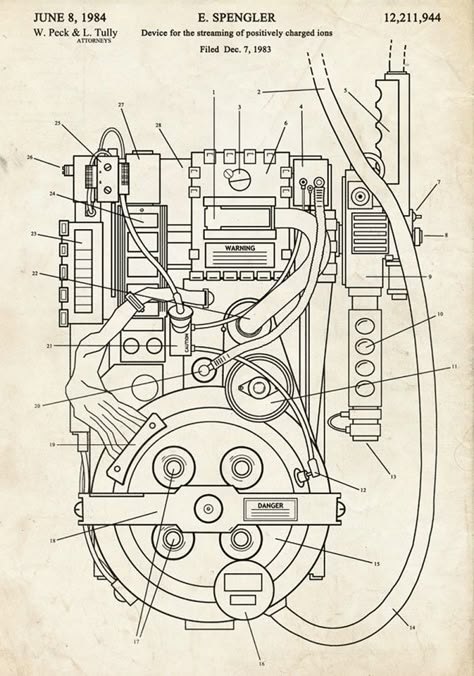 The Patent Office Ghostbusters Proton Pack Fantasy Art Patent - NoveltyStreet Ghostbusters Crafts, Ghostbusters Decorations, Ghostbuster Cosplay, Ghostbusters Diy, Ghostbuster Costume, Ghostbusters Egon, Ghostbusters Proton Pack, Ghostbusters Party, Ghostbusters Costume