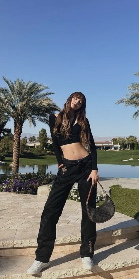 Lisa Blackpink Celine Ava Bag, Triomphe Celine, Celine Ava, Chrome Hearts Leather, Lisa Blackpink Hot Photoshoot, Lisa Instagram, Kaitlyn Bristowe, Katherine Schwarzenegger, Double Knee Pants