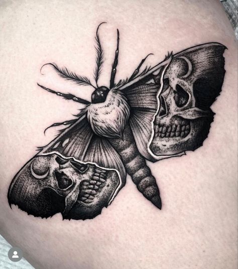 Deaths Head Moth Tattoo, Moth Neck Tattoo, Witchcraft Tattoos, Moth Tattoo Design, Deaths Head, White Tattoos, App Filter, Throat Tattoo, Insect Tattoo