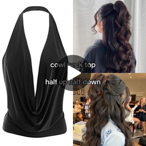 TikTok · ꨄ Cowl Top, Cowl Dress, Bun Tutorial, Top Hairstyles, Short Hair Tutorial, Dress Hairstyles, Cowl Neck Dress, Cowl Neck Top, Cute Poses For Pictures