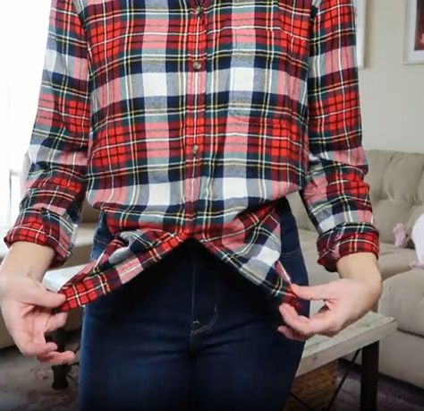 How To Wear Oversized Flannel, How To Style An Oversized Flannel, How To Wear A Flannel Shirt With Jeans, How To Tie Flannel Shirt, Tied Flannel Outfits, How To Wear Flannel Shirt Women, How To Tie A Flannel, Tie Flannel Shirt, Tie A Flannel Shirt