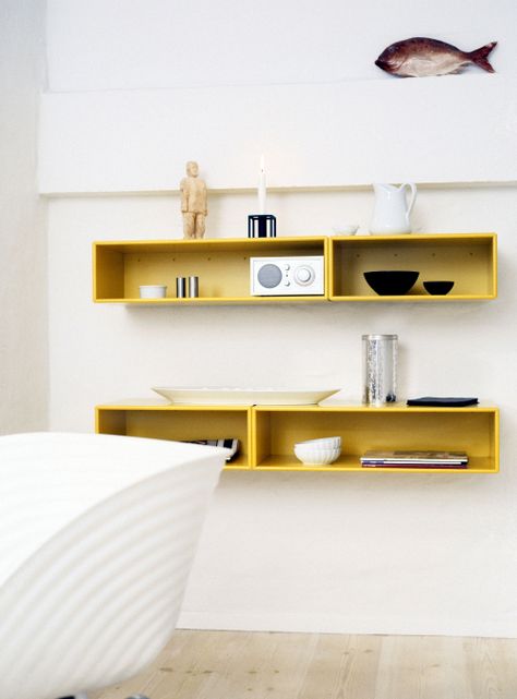 image3436 Wood Box Shelves, Box Shelves, Trendy Bathroom, Yellow Walls, Bookcase Shelves, Living Room Diy, Bathroom Colors, Diy Shelves, My New Room