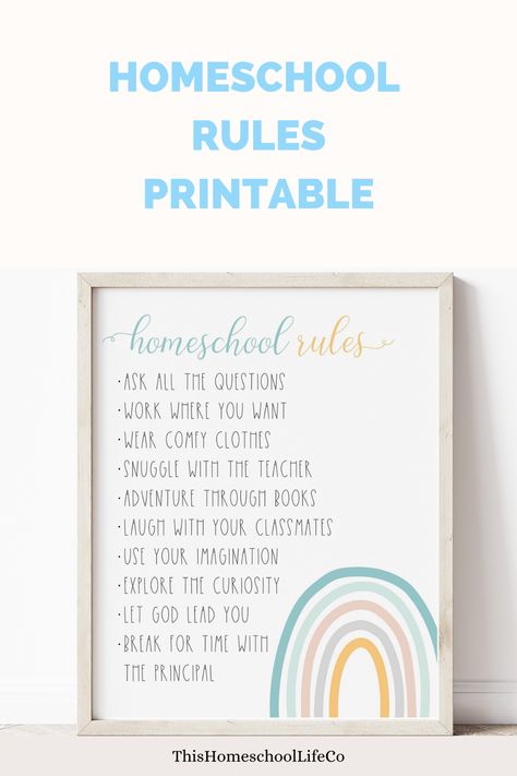 Free Printable Homeschool Posters, Homeschool Classroom Rules, Homeschool Rules For Kids, Homeschool Decor Free Printable, Homeschool Rules Printable, Homeschool Decorating Ideas, Homeschool Classroom Setup, Homeschool Posters, Homeschool Rules