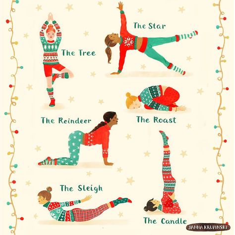 1,016 Likes, 24 Comments - Janna Krupinski (@tabularosi) on Instagram: “Keep fit and focused during the holiday season with Christmas Yoga! 😉  #yoga #yogaposes #yogalove…” Christmas Yoga, Yoga Christmas, Kids Yoga Classes, Yoga Games, Childrens Yoga, Kids Yoga Poses, Painting Animals, Yoga Illustration, Baby Yoga