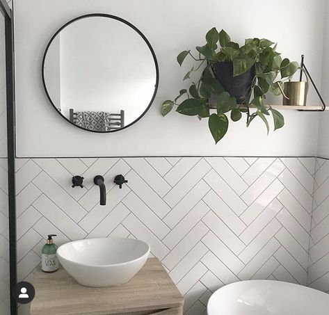 Double Herringbone, Small Downstairs Toilet, Main Bathroom Ideas, Ensuite Shower Room, Small Toilet Room, New House Bathroom, Downstairs Toilet, Bad Inspiration, Toilet Room