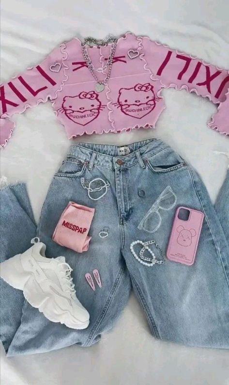 Sanrio Outfits, Sanrio Clothes, Mode Harajuku, Kitty Clothes, Hello Kitty Clothes, Kawaii Fashion Outfits, Swaggy Outfits, Cute Simple Outfits, Really Cute Outfits